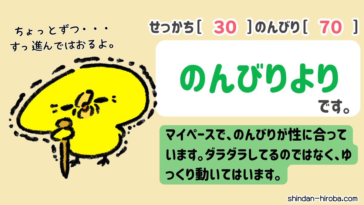 せっかちかのんびりか診断：のんびりより